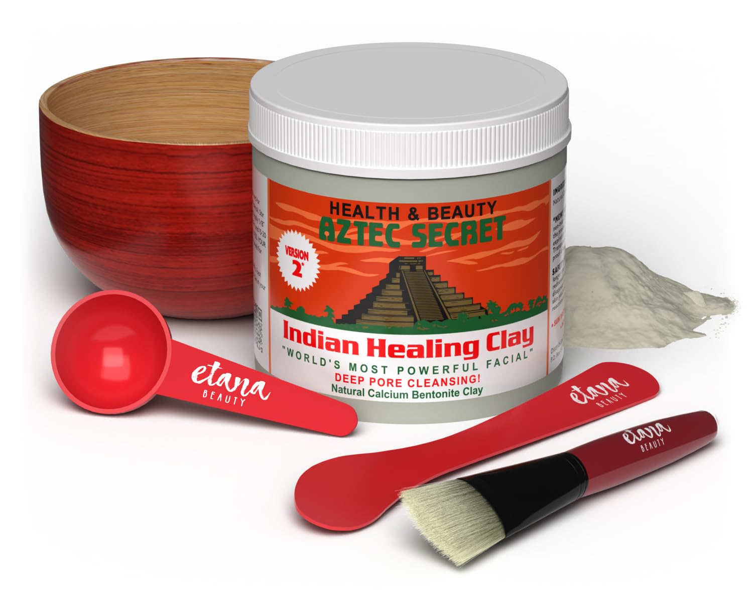 Aztec Secret Essential Indian Clay Mask applied to the face for deep cleansing.