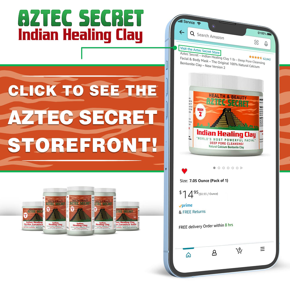 Aztec Secret Indian Healing Clay for body use like clay baths and foot soaks.