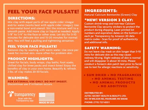 Aztec Secret Indian Healing Clay jar closeup showing 1 lb packaging for facial and body use.