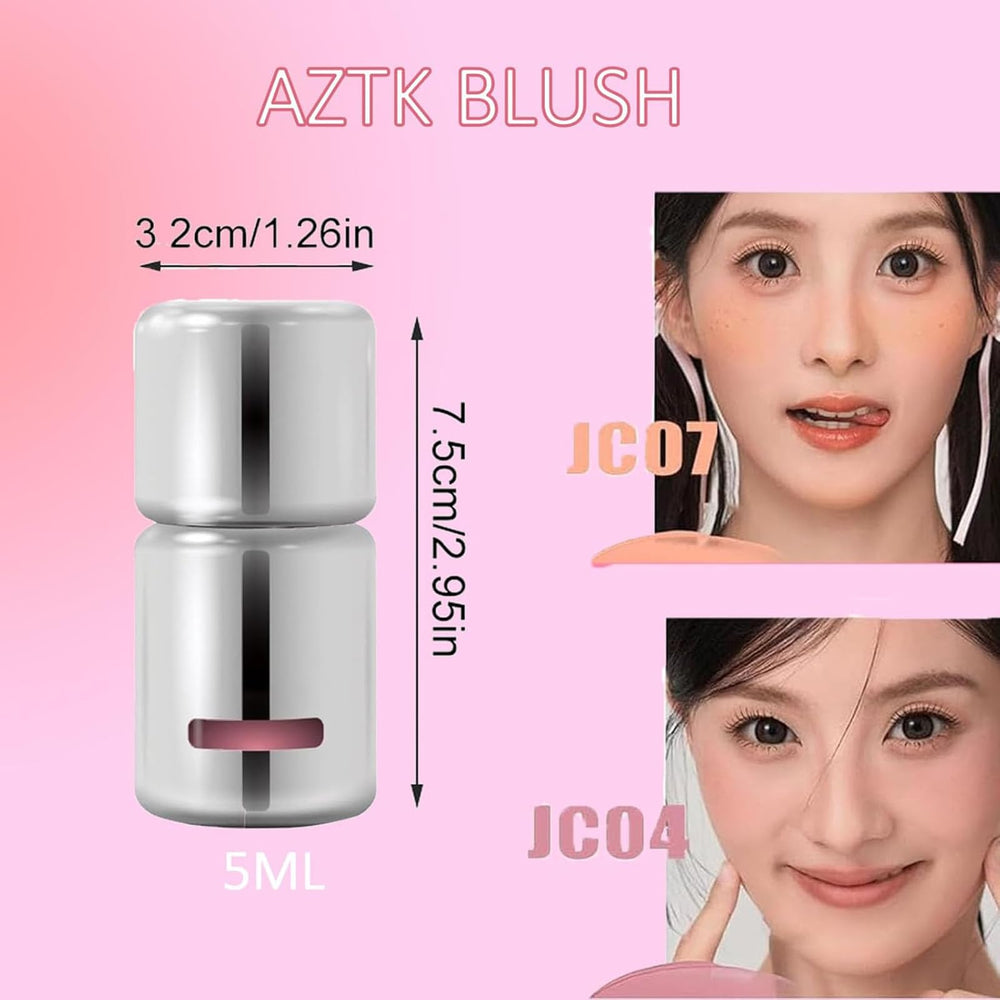Aztk Liquid Blush swatch demonstrates matte finish on skin.