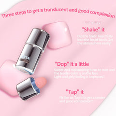 Swatch texture of Aztk Liquid Blush showing silky-to-matte transition.