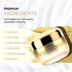 Azure Cosmetics 24K Gold & Collagen jar closeup showing texture and premium design