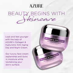 Azure Cosmetics collagen moisturizer texture close-up for smooth, dewy skin