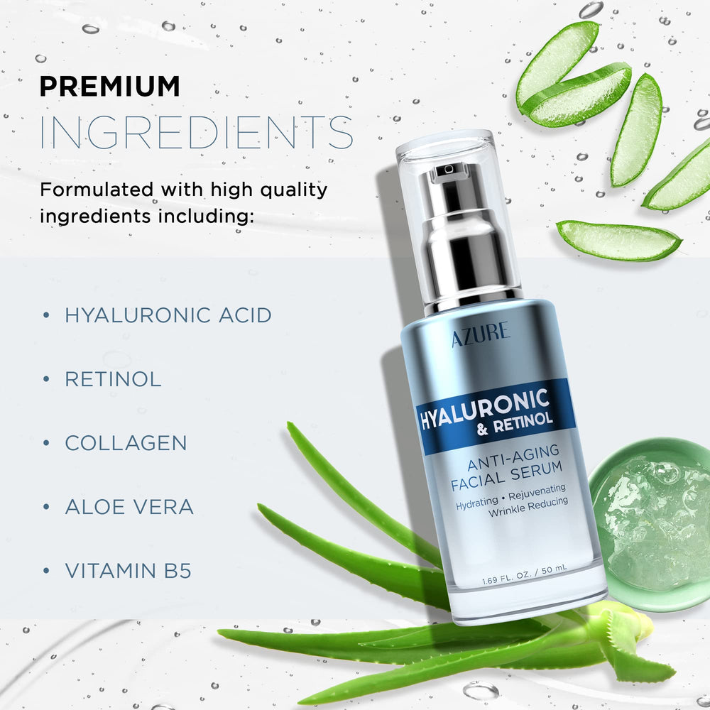 Azure Cosmetics Hyaluronic Serum applied on clean skin for hydration