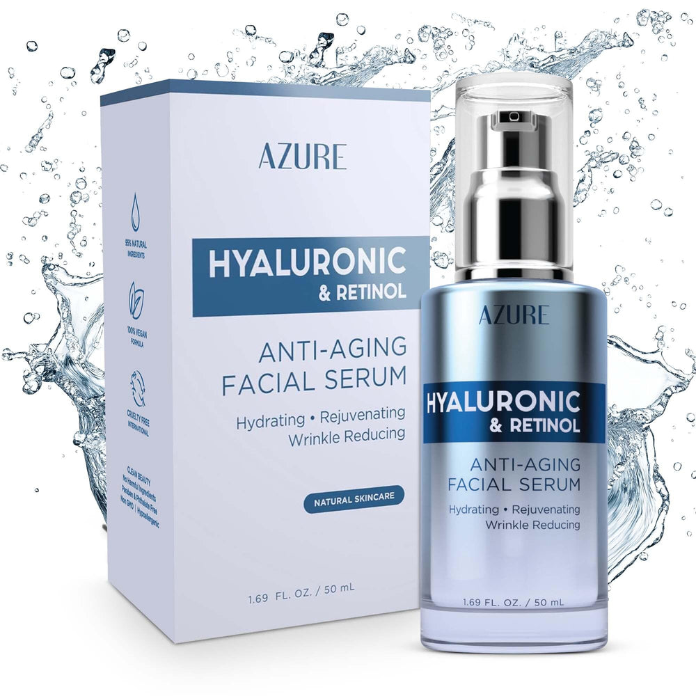 Azure Cosmetics Hyaluronic Serum bottle highlighting premium hydration packaging