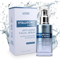 Azure Cosmetics Hyaluronic Serum bottle highlighting premium hydration packaging
