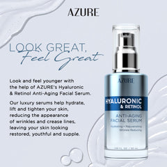 Packaging of Azure Cosmetics Hyaluronic Serum emphasizes vegan clean beauty