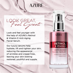 Azure Cosmetics retinol serum texture close-up shows lightweight, fast-absorbing serum