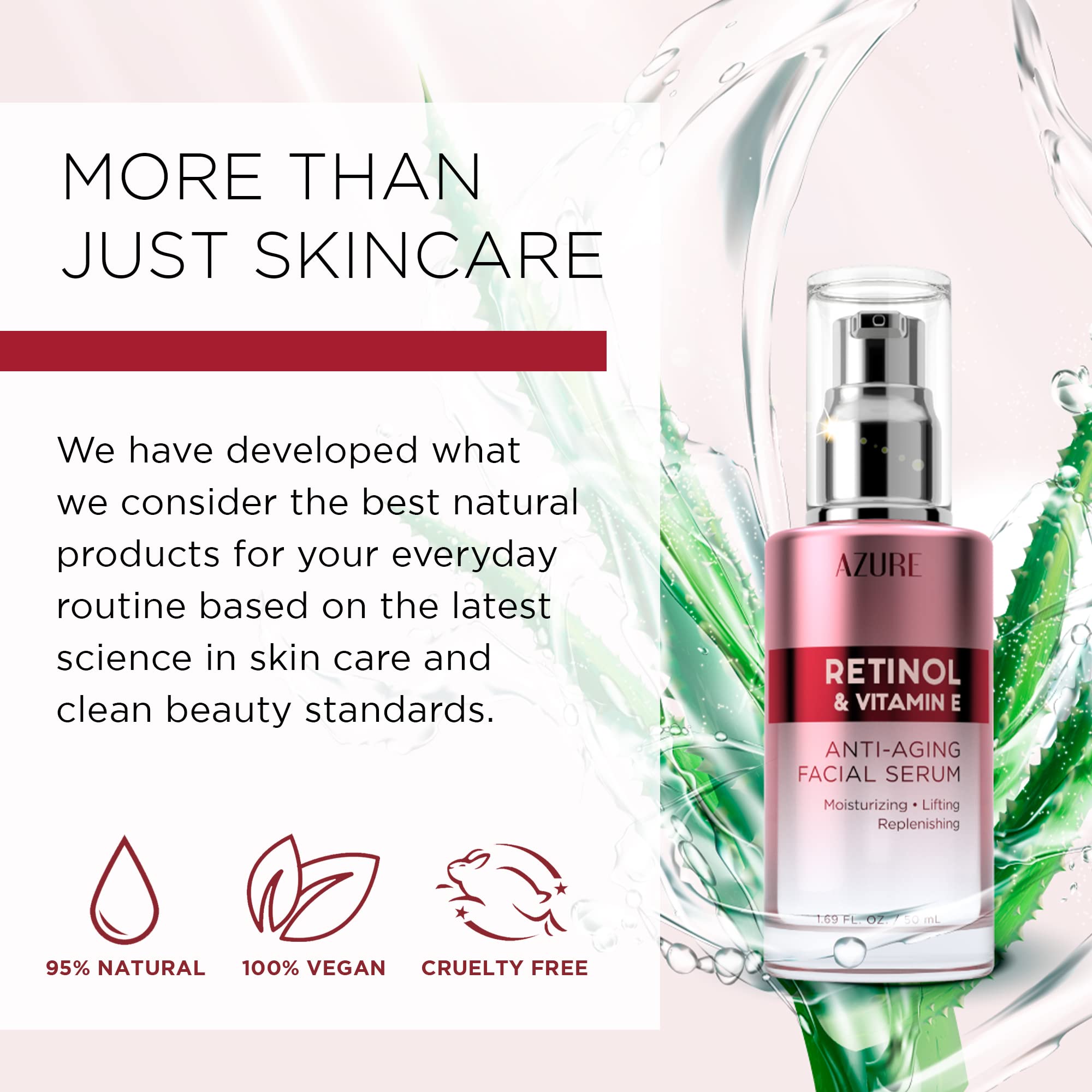 Azure Cosmetics retinol serum vitamin E ingredient detail suggests antioxidant nourishment