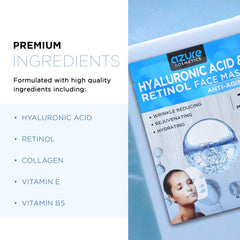 Azure Cosmetics sheet mask on face demonstrating an easy at-home skincare ritual