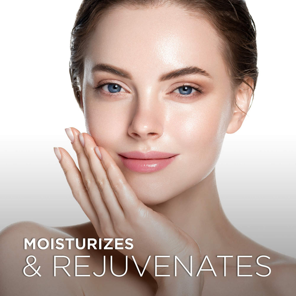 Azure Cosmetics face and neck application routine close-up.