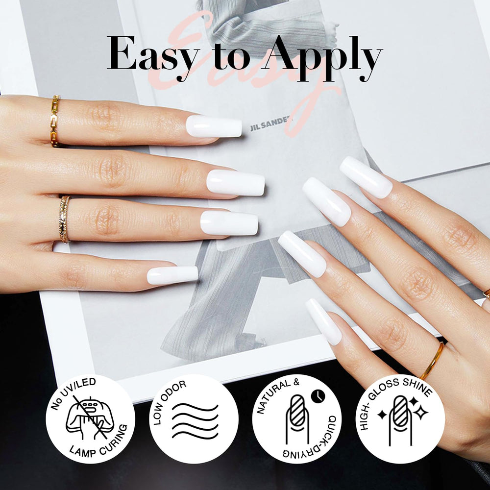 10ml AzureBeauty Warm White Nail Polish bottle on a clean nail.