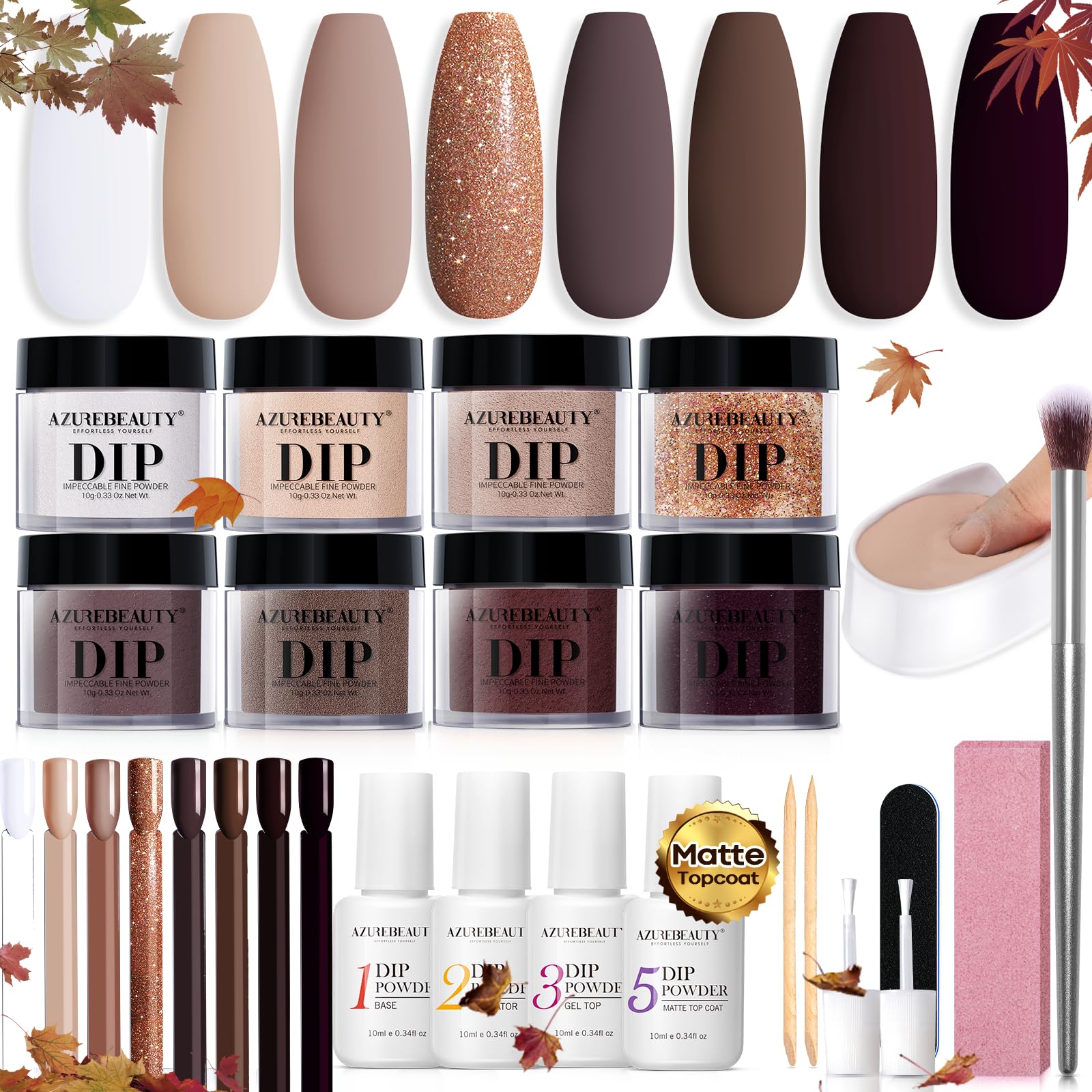AZUREBEAUTY 30Pcs starter kit image showing complete dip system for at‑home nails.