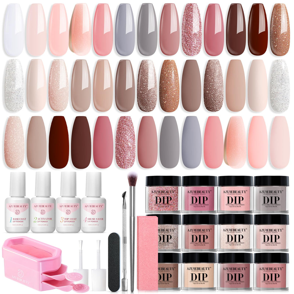AzureBeauty 31-pcs dip powder kit overview for home salon quality nails