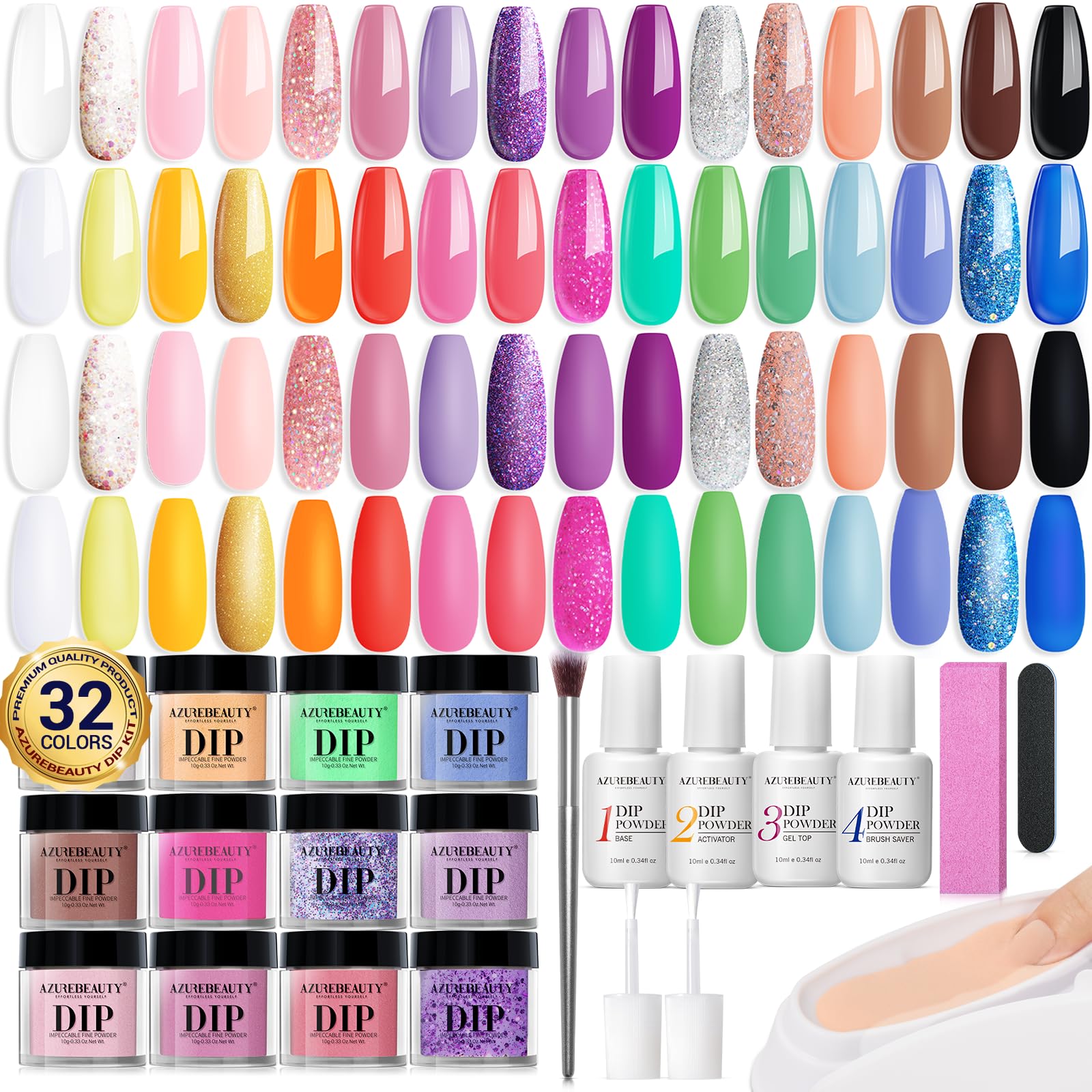 AzureBeauty 32-color dip powder palette for endless manicure options