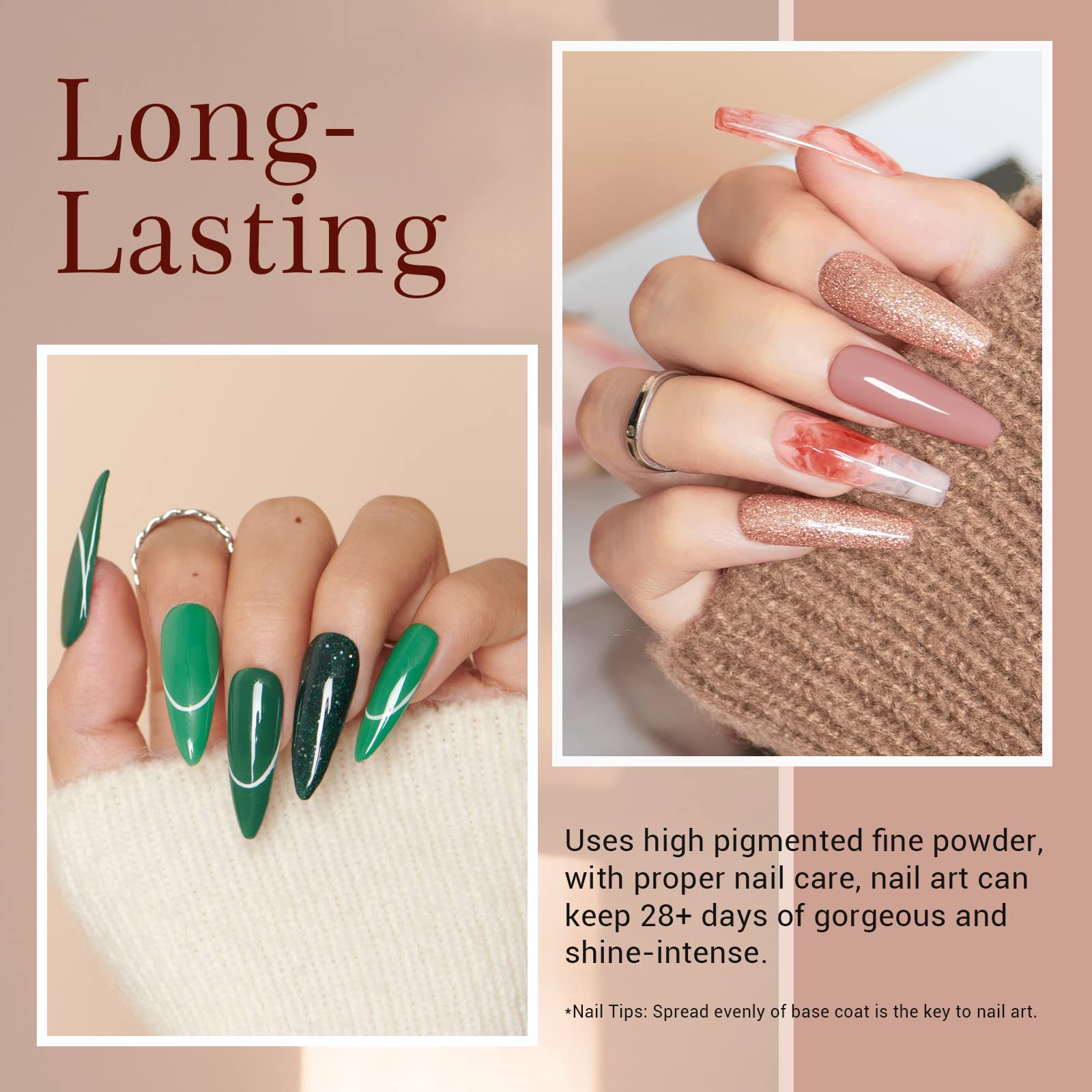 AZUREBEAUTY 32-color dip powder swatches for versatile shade customization