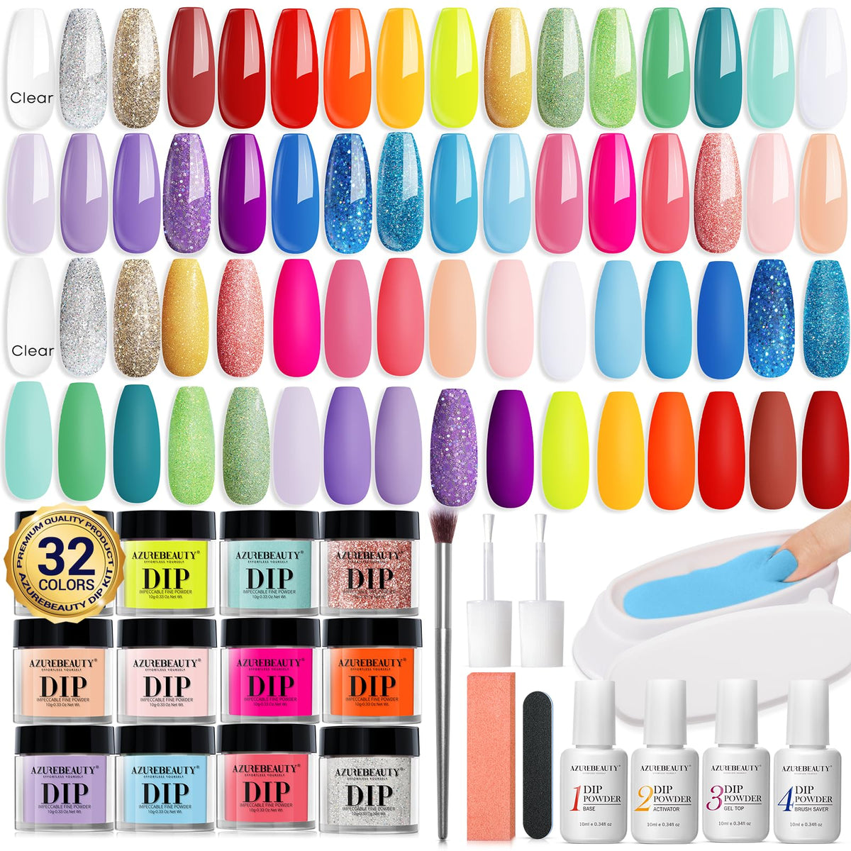 AZUREBEAUTY 42Pcs color palette for DIY nails with diverse shades.