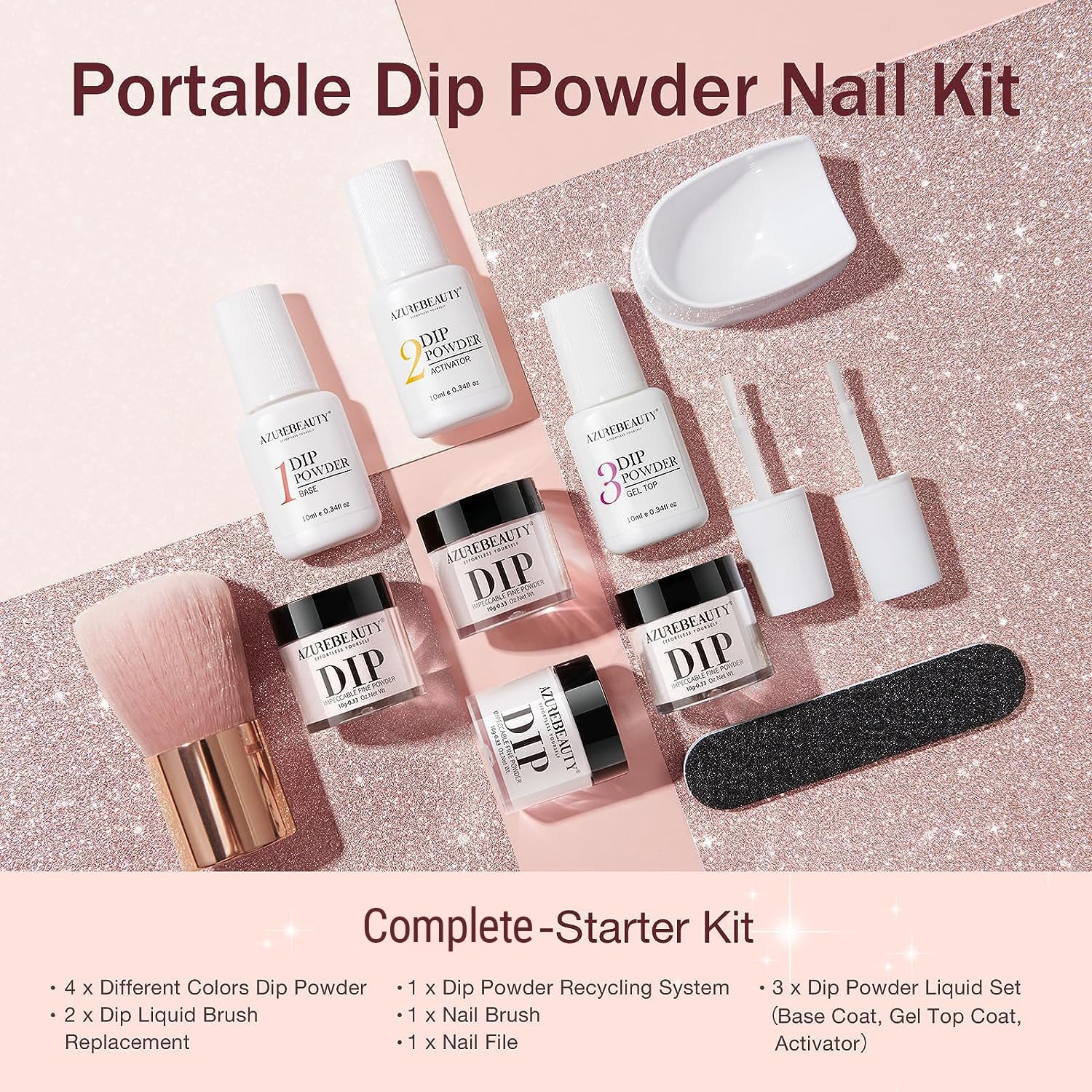 AZUREBEAUTY Activator liquid displayed for locking powder color.