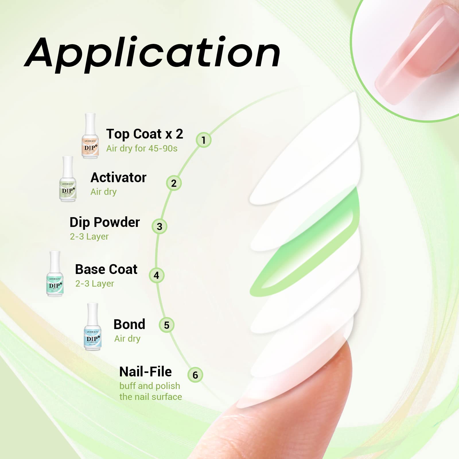 AzureBeauty activator beside color powders for a shiny finish preview.