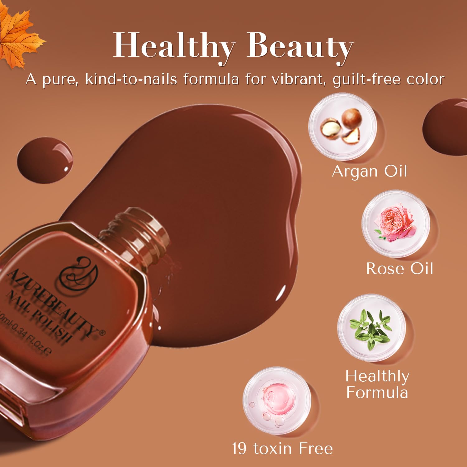 Top coat layer over AZUREBEAUTY brown nail polish extends wear.
