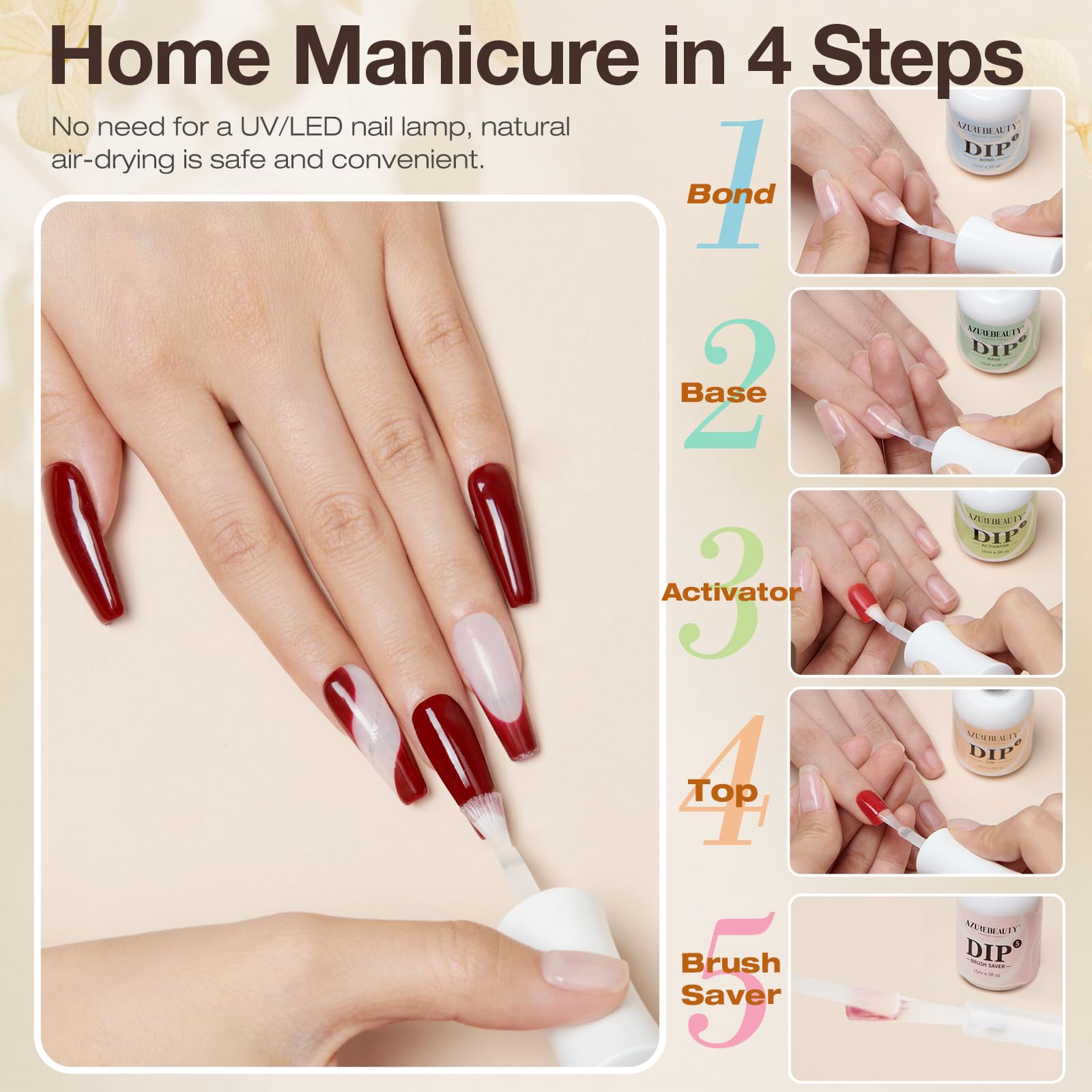 AZUREBEAUTY brush saver 15ml protects brushes for clean dips.