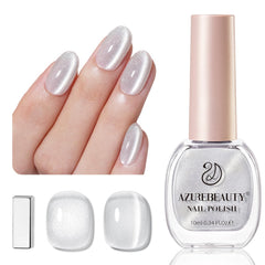 AZUREBEAUTY Cat Eye Moonlight gloss with silver sparkle on nails