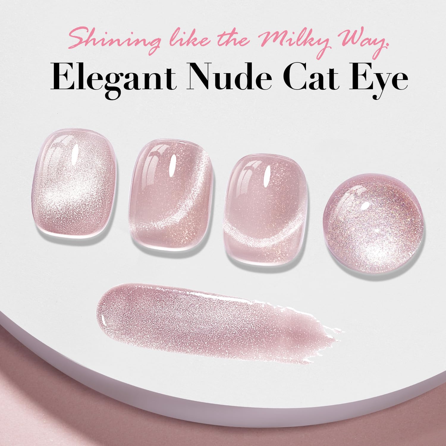 AzureBeauty Cat Eye Nail Polish nude glitter on nails for subtle glow