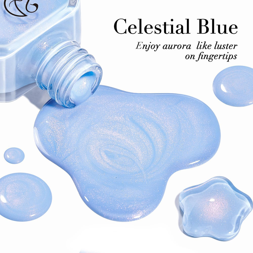 AzureBeauty Celestial Blue brush stroke shows smooth, even application.