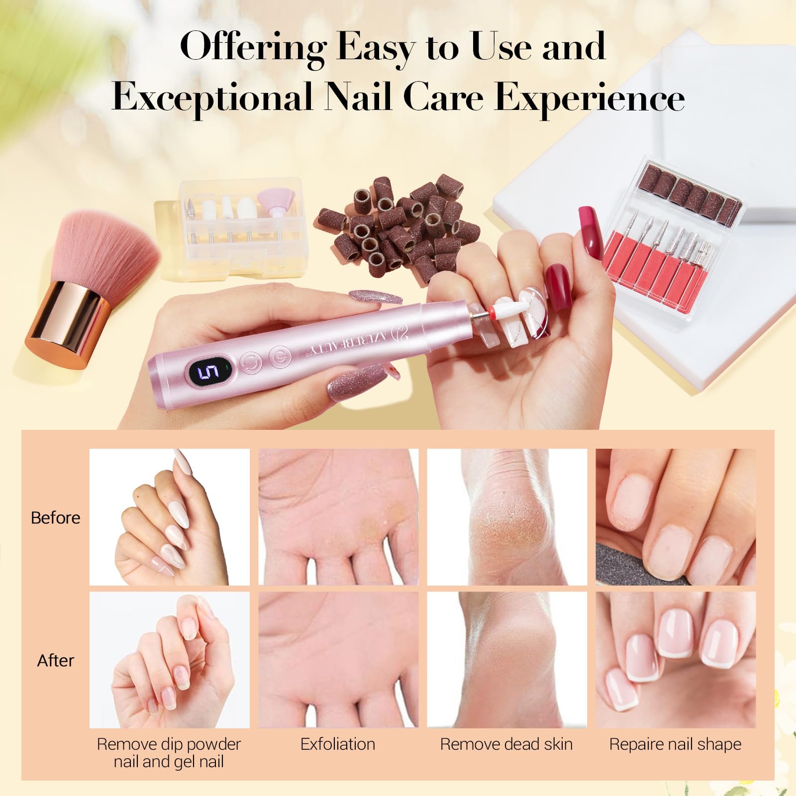 AzureBeauty ceramic corn head eases cuticle care during prep.