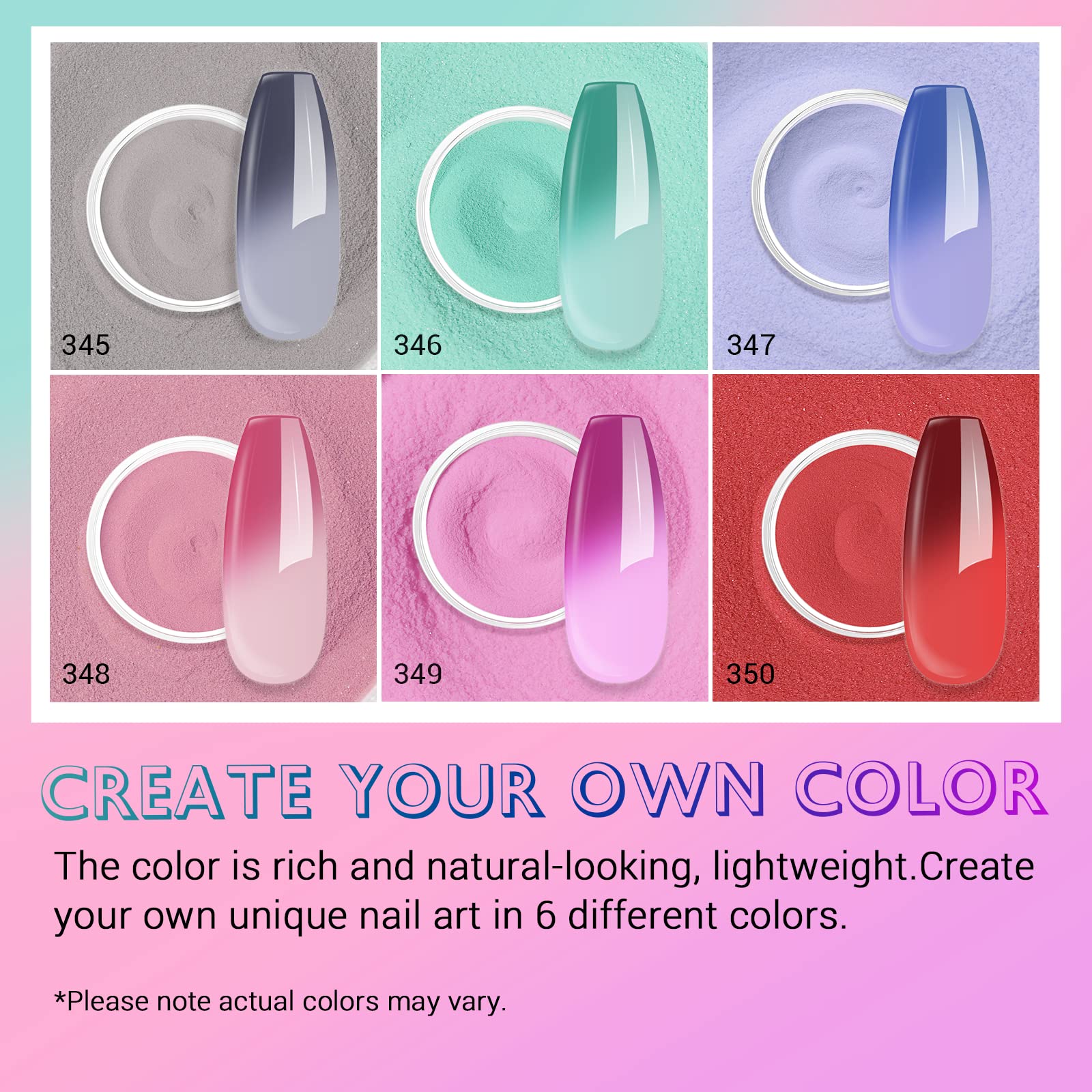 AZUREBEAUTY color-changing dip powder coral transitions with temperature.