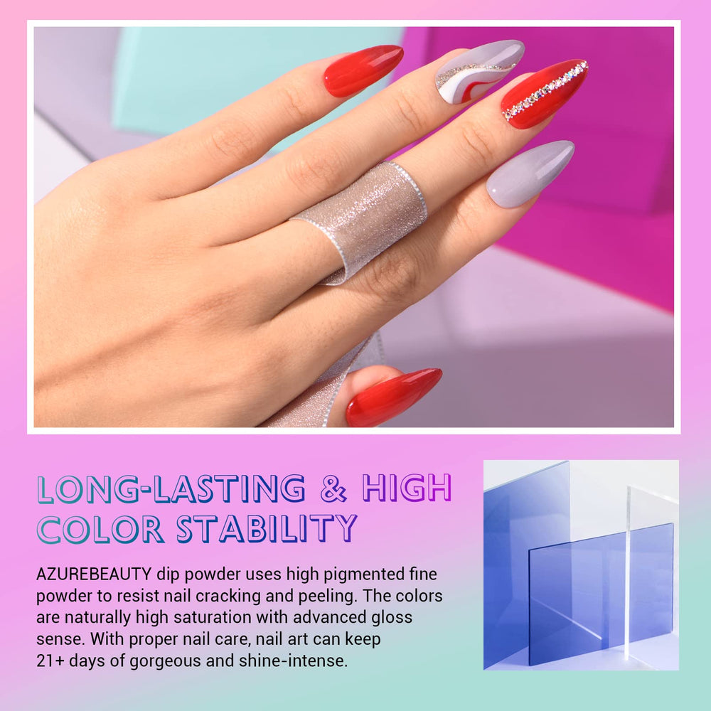 AZUREBEAUTY color-changing dip powder green for fresh mood nails.