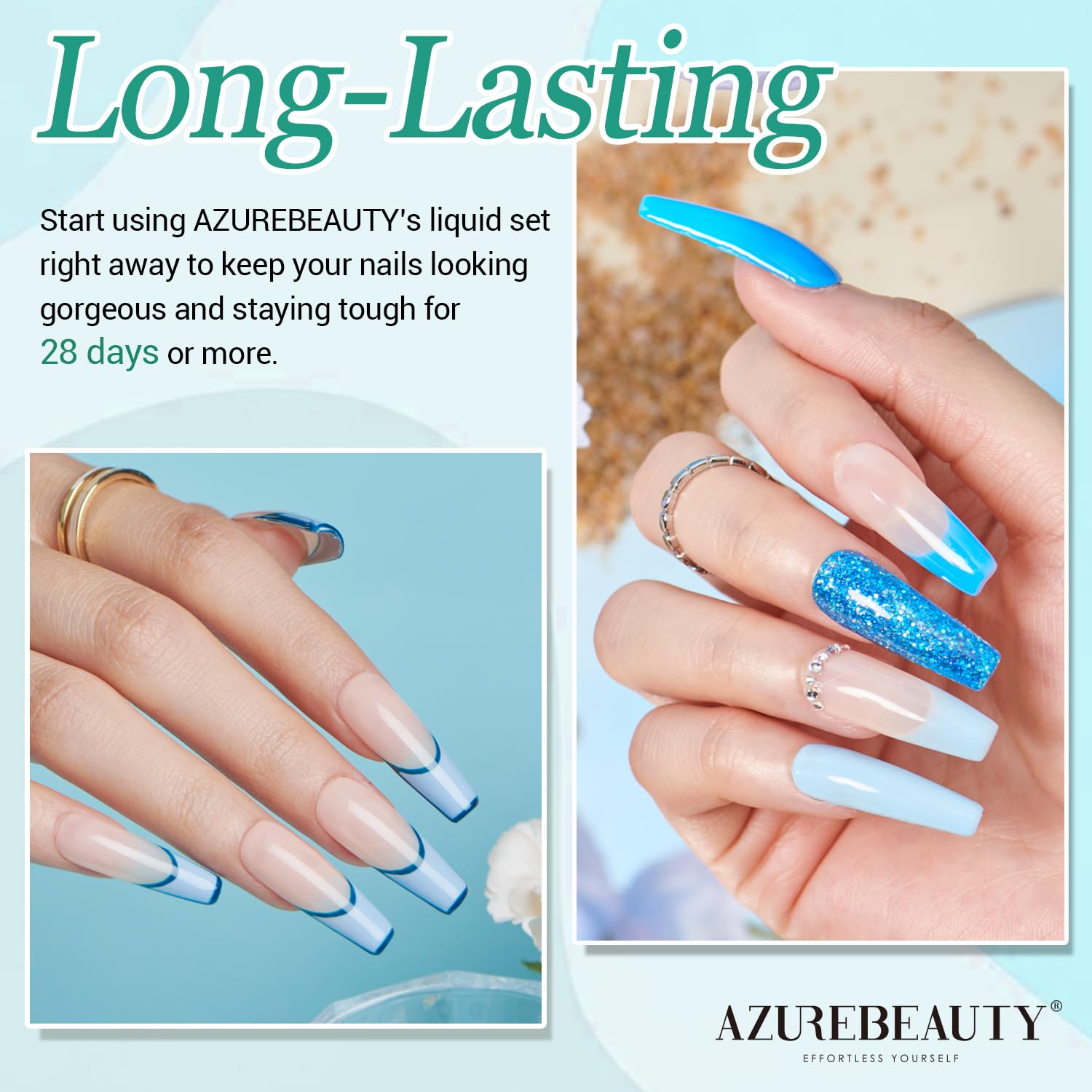 AZUREBEAUTY dip base coat 40ml capacity pack highlighting refill convenience for home salons
