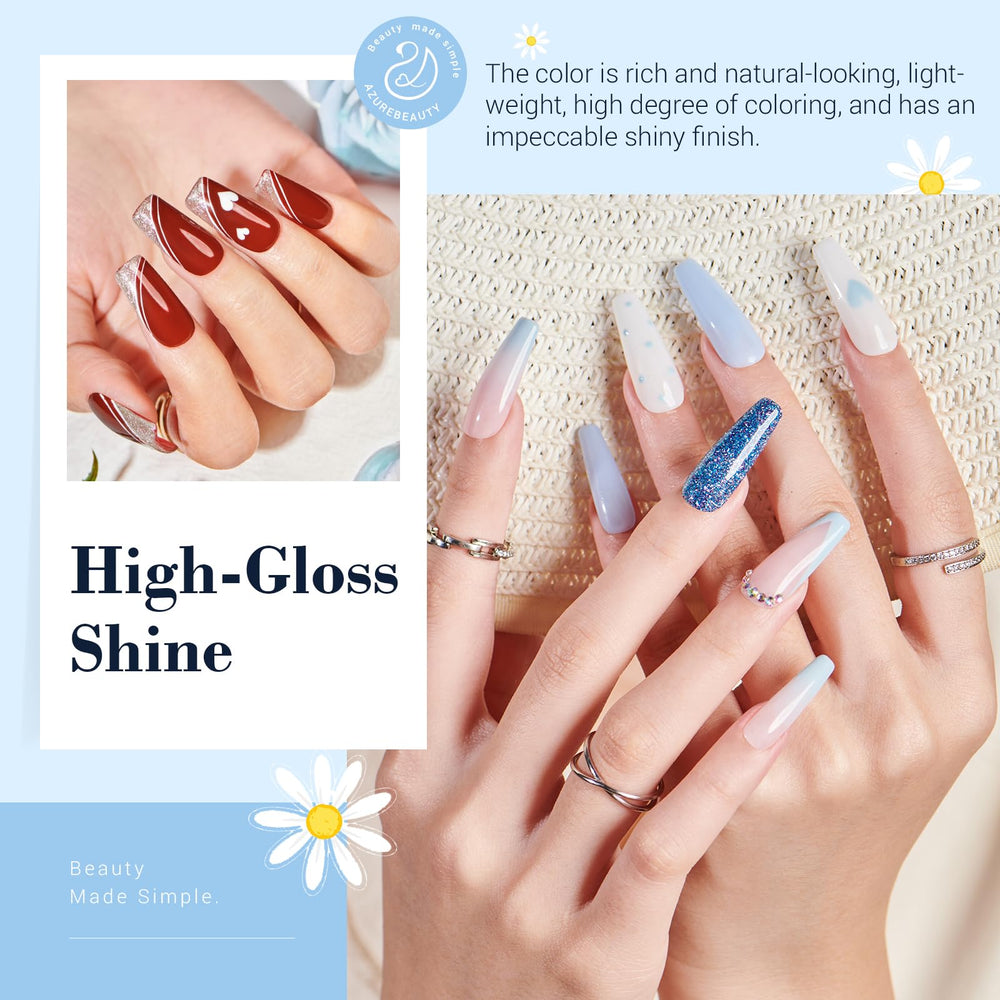 AzureBeauty base coat highlights smooth, durable coverage for natural-looking nails.