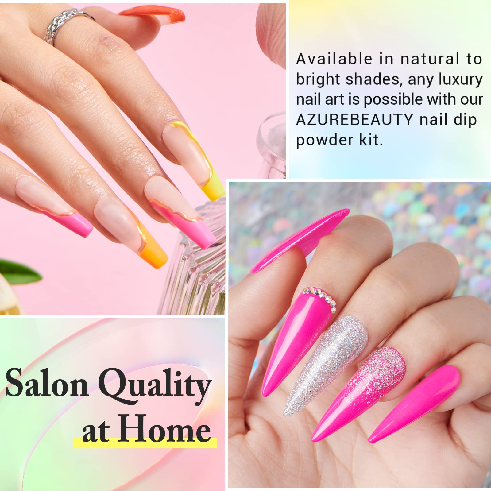 AzureBeauty dip liquid set bottles including base and top coats