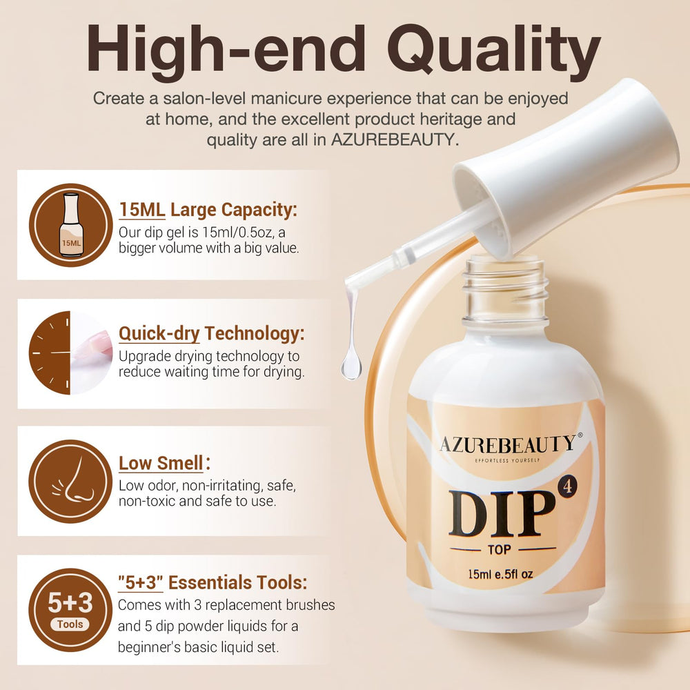 AZUREBEAUTY dip liquid set packaging visual showing a complete at-home kit.