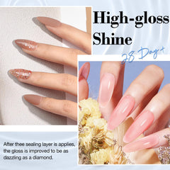 AzureBeauty Glossy Top Coat bottle delivers shiny finish and protection.