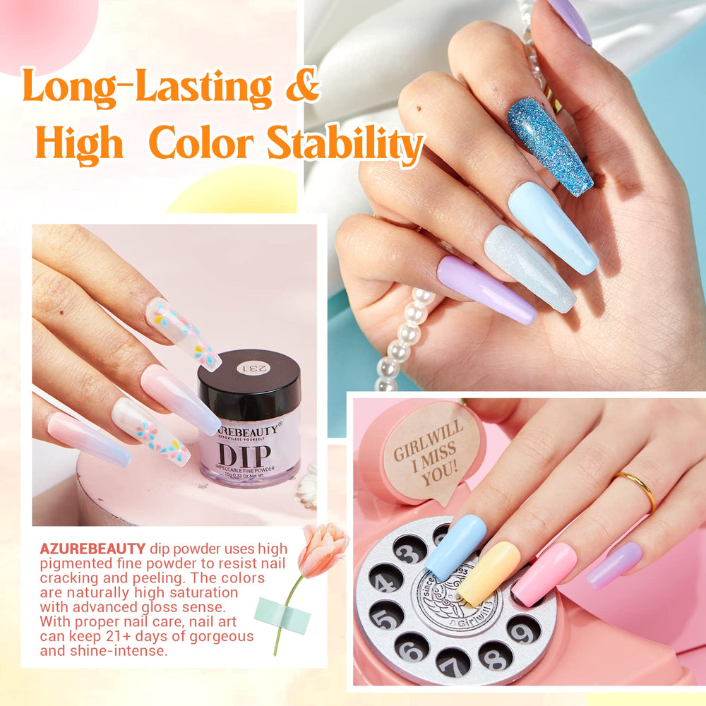 AZUREBEAUTY 20-color dip powder palette for versatile nail designs.