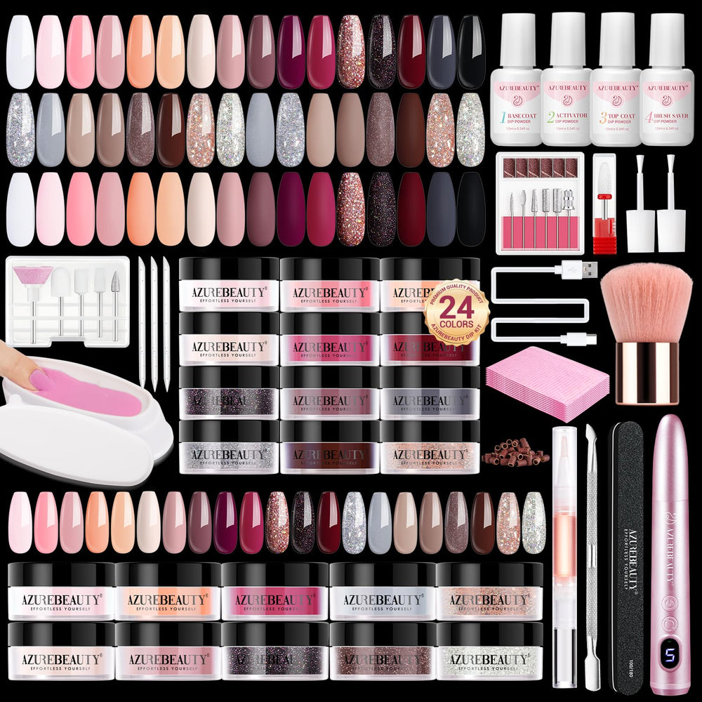 AzureBeauty Dip Powder Kit 24-color palette for versatile at-home manicures