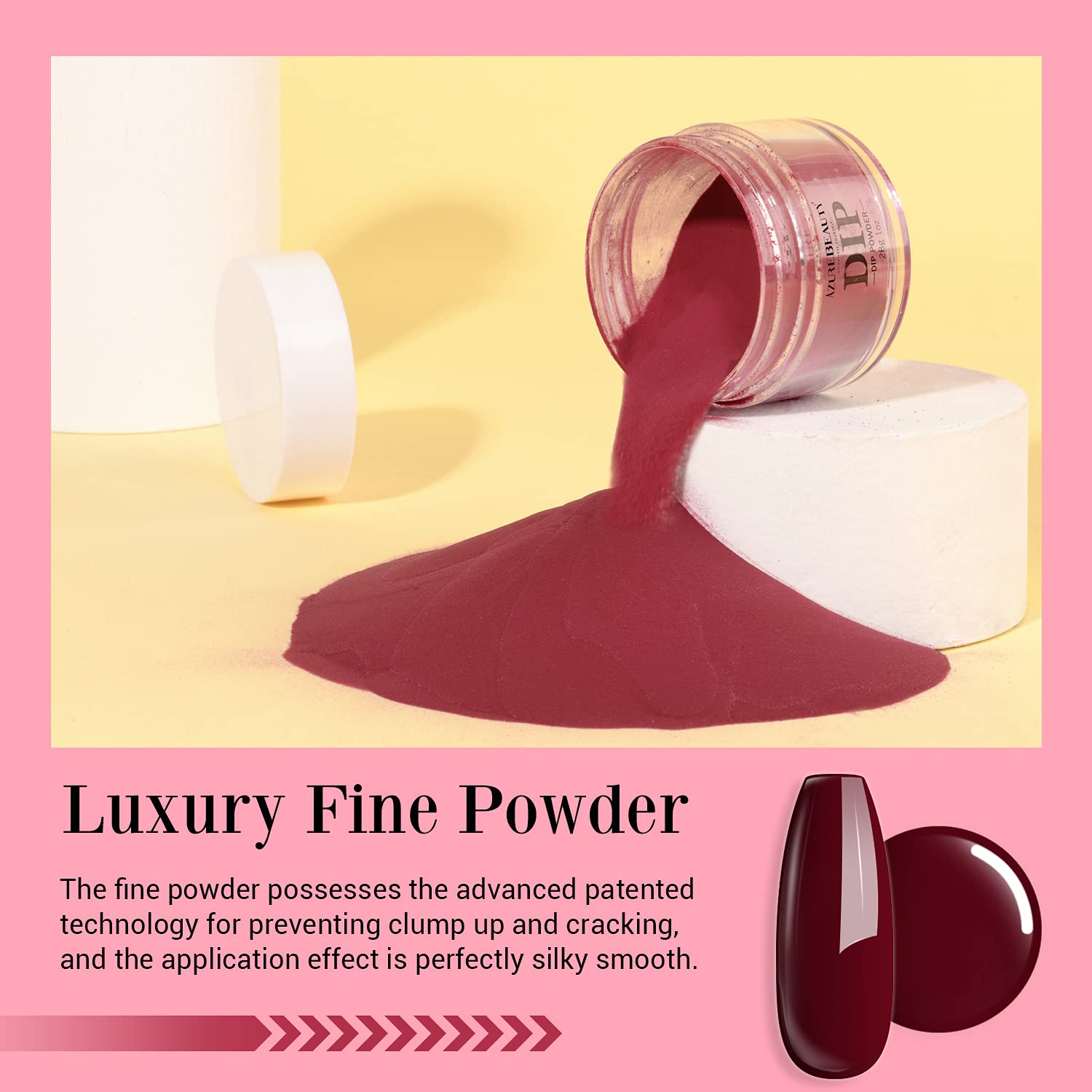 AzureBeauty dip powder being spread over base coat for smooth application.