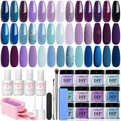 AZUREBEAUTY dip powder colors in 20 shades for versatile nail art and long-lasting shine.