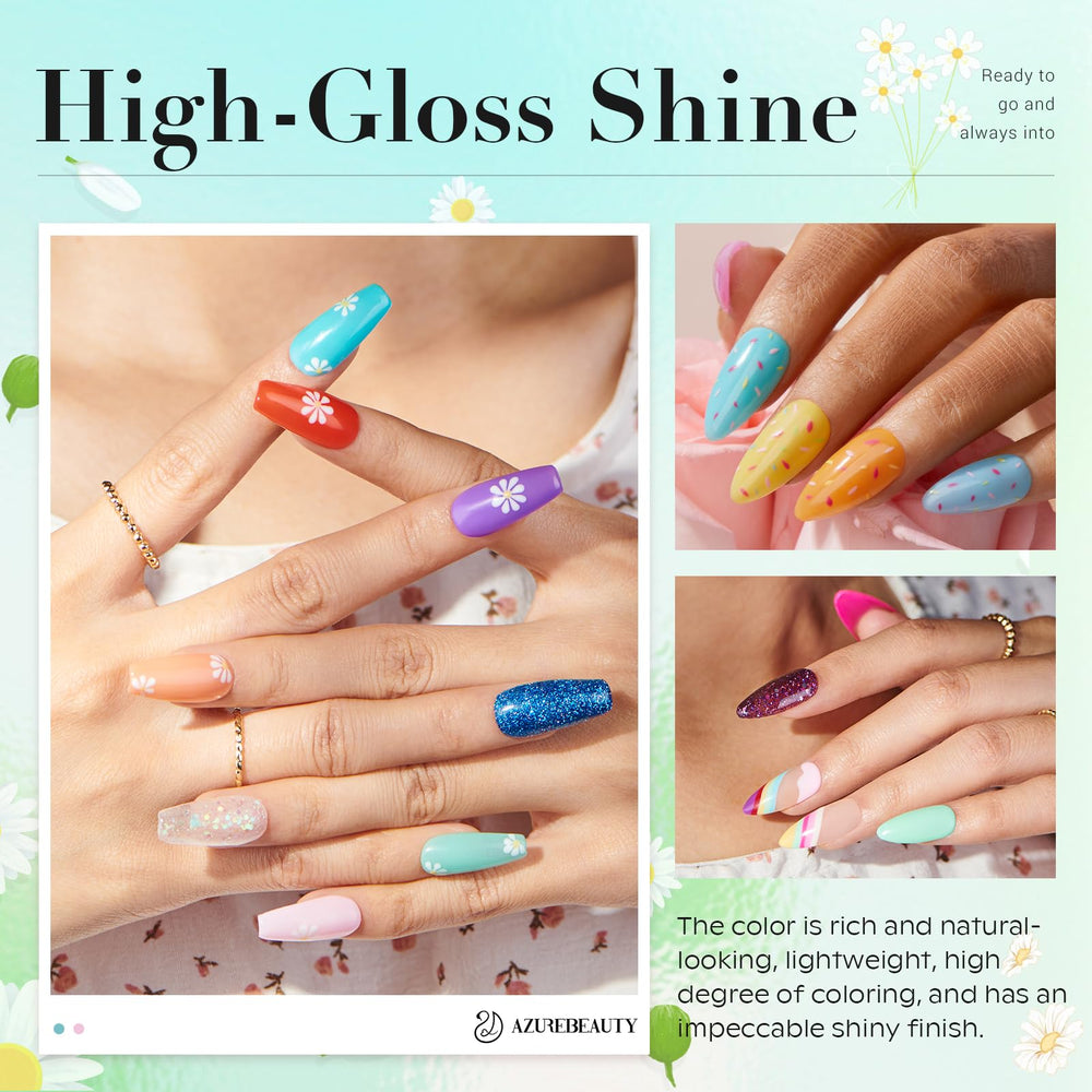AZUREBEAUTY neon color swatches, 20 vibrant shades for nail art