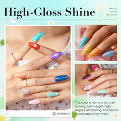 AZUREBEAUTY neon color swatches, 20 vibrant shades for nail art