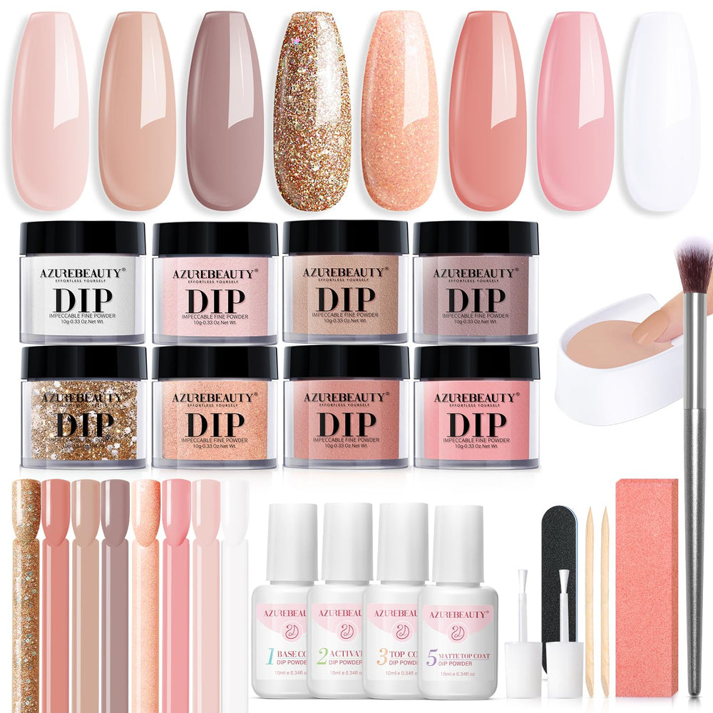 AzureBeauty dip powder kit 30pcs for a long-lasting manicure.