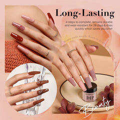 AzureBeauty dip powder kit brown color for warm, durable nails