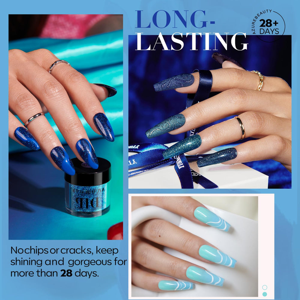 AzureBeauty dip powder kit color wheel highlights eight shades for versatile nail art.