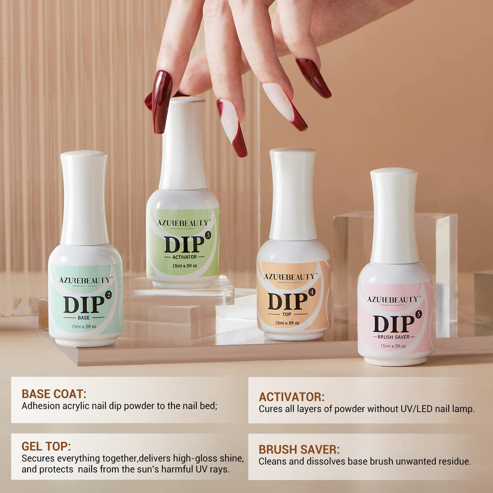 AzureBeauty Dip Powder Kit packaging shown for easy at home setup