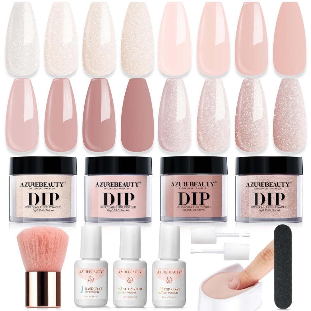 AZUREBEAUTY Dip Powder Kit Setup for at-home manicures with all-in-one tools.