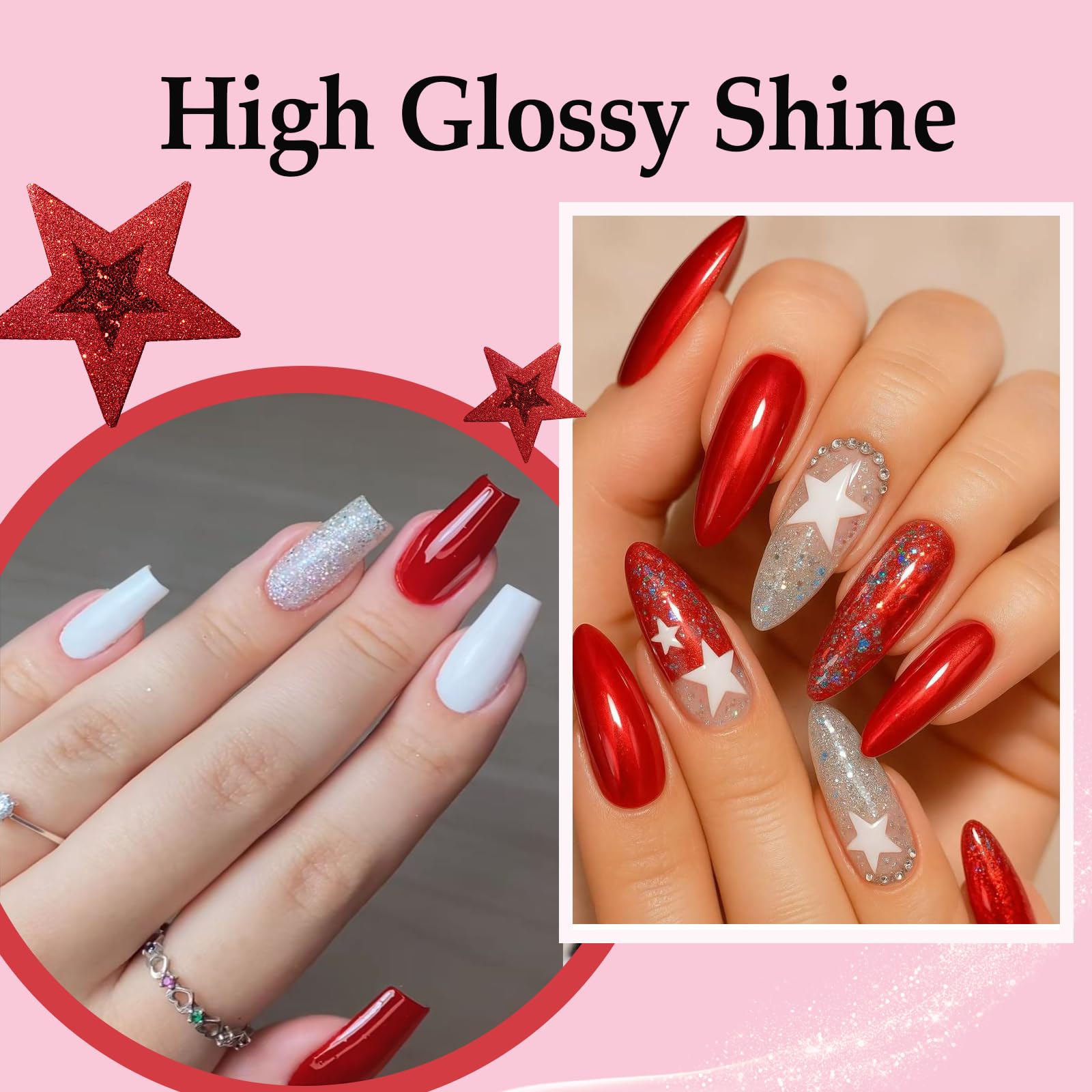 AzureBeauty Sparkle Red dip powder adds glittery drama with long-lasting shine.