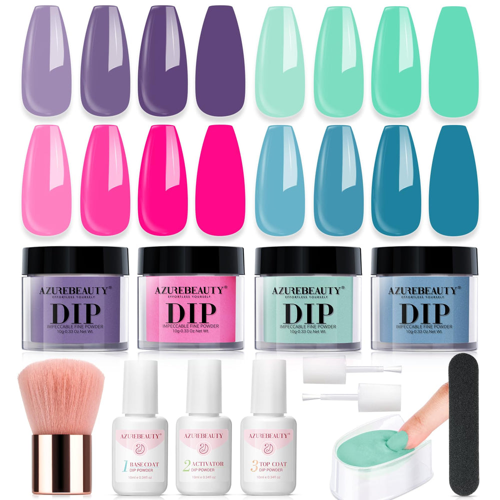 AZUREBEAUTY dip powder kit with spring green powder for fresh spring nails.