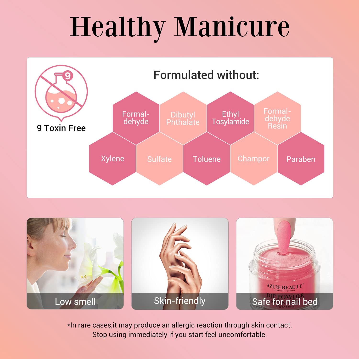 AzureBeauty calcium-rich formula supports durable, chip-resistant nails.